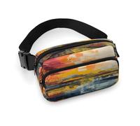 Marsupio grande con tracolla regolabile, borsa a tracolla colorata per viaggi, sport, corsa, escursionismo, Pittura colorata., 20x13cm, Zaino casual