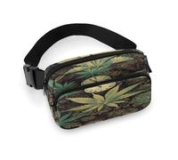 Marsupio grande con tracolla regolabile, borsa a tracolla Ocean Wave, stile casual, per viaggi, sport, corsa, escursionismo, Un soffio in tempo erba marijuana, 20x13cm, Zaino casual