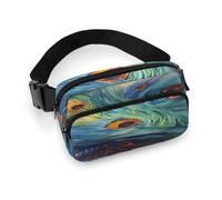 Marsupio grande con tracolla regolabile, borsa casual a tracolla con fiamme ruggenti per viaggi, sport, corsa, escursionismo, Pittura Piuma, 20x13cm, Zaino casual