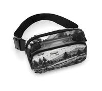 Marsupio grande con tracolla regolabile, borsa casual per viaggi, sport, corsa, escursionismo, Pittura in bianco e nero, 20x13cm, Zaino casual