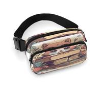 Marsupio grande con tracolla regolabile, bradipo nella giungla tropicale, borsa casual per viaggi, sport, corsa, escursionismo, Cartone animato marrone, 20x13cm, Zaino casual