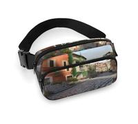 Marsupio grande con tracolla regolabile, con disegno di girasoli, borsa casual per viaggi, sport, corsa, escursionismo, Via d'Italia, 20x13cm, Zaino casual