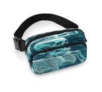 Marsupio grande con tracolla regolabile, motivo a righe blu, stelle, teschio, stile casual, per viaggi, sport, corsa, escursionismo, Lo scheletro dello spazio colore, 20x13cm, Zaino casual