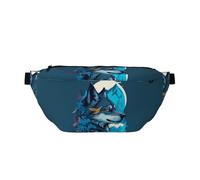 Marsupio grande per donne e uomini a tracolla - Blue Iceberg Leaf Wolf Travel Crossbody Borse da donna alla moda, marsupio da donna Borsa a tracolla per donne uomini a tracolla con tracolla regolabile