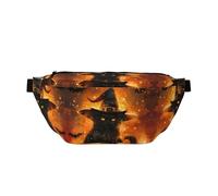 Marsupio grande per donne e uomini, a tracolla, cappello da strega di Halloween, gatto nero, borse a tracolla da viaggio per donne alla moda, marsupio da donna, borsa a tracolla per donne uomini a