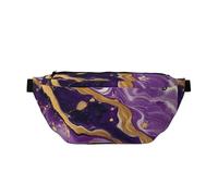 Marsupio grande per donne e uomini, a tracolla, colore viola, oro, marmo, vortici, borse a tracolla da viaggio per donne alla moda, marsupio da donna, borsa a tracolla per uomini e donne, con tracolla