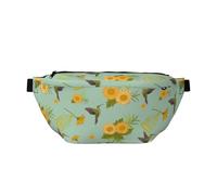 Marsupio grande per donne e uomini, a tracolla, con crisantemo giallo, colibrì, borse a tracolla da viaggio per donne alla moda, borsa a tracolla per donne e uomini, marsupio da donna con cinturino