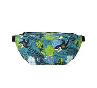 Marsupio grande per donne e uomini, a tracolla, con foglia di palma e squalo, borsa a tracolla da viaggio per donne e uomini, borsa a tracolla da donna con tracolla regolabile