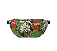 Marsupio grande per donne e uomini, a tracolla, con pianta tropicale, grazioso pappagallo colorato, borsa a tracolla da viaggio per donne e uomini, borsa a tracolla, marsupio da donna con cinturino