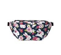 Marsupio grande per donne e uomini, a tracolla, con sorriso bohémien, grazioso coniglio, fiore, borsa a tracolla da viaggio per donne alla moda, borsa da cintura per donne e uomini, borsa a tracolla