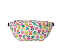 Marsupio grande per donne e uomini, a tracolla, con tulipani e fiori rosa brillante, borsa a tracolla da viaggio per donne alla moda, borsa da cintura per donne e uomini, marsupio da donna con
