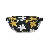 Marsupio grande per donne e uomini, a tracolla, gialli e bianchi, con fiori di gigli, borse a tracolla da viaggio per donne alla moda, borsa da cintura per donne e uomini, borsa a tracolla da donna