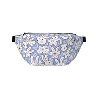 Marsupio grande per donne e uomini, a tracolla, motivo floreale astratto con coniglio carino, viola, borsa a tracolla da viaggio per donne alla moda, borsa da cintura per donne e uomini, borsa a