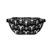 Marsupio grande per donne e uomini, a tracolla, stile gotico, con teschio di capra, da viaggio, alla moda, da donna, da uomo, con tracolla regolabile, Come nella foto, Taglia unica, Zaino da