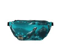 Marsupio grande per donne e uomini a tracolla - Sunshine Blue Ocean Seal Borse a tracolla da viaggio per donne alla moda, marsupio da donna borsa a tracolla per donne uomini a tracolla con tracolla