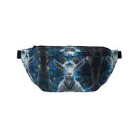 Marsupio grande per donne e uomini, borsa a tracolla da viaggio con capra che medita la foresta, borsa a tracolla da donna, alla moda, borsa a tracolla per donne e uomini, con tracolla regolabile