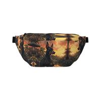 Marsupio grande per donne e uomini, borsa a tracolla da viaggio con dobermann al tramonto in meditazione, borsa a tracolla da donna alla moda, borsa a tracolla per donne e uomini, con tracolla