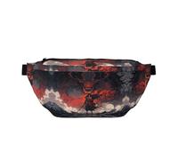 Marsupio grande per donne e uomini, borsa a tracolla da viaggio con drago rosso nero e spadaccino orientale, borsa a tracolla da donna alla moda, borsa da cintura per donne uomini a tracolla con