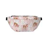 Marsupio grande per donne e uomini, borsa a tracolla da viaggio con grazioso cervo rosa nella neve, borsa a tracolla da donna alla moda, borsa a tracolla per donne e uomini, marsupio da donna con