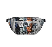Marsupio grande per donne e uomini, borsa a tracolla da viaggio con quattro cavalli che corrono, borsa a tracolla da donna, alla moda, borsa a tracolla per donne e uomini, con tracolla regolabile