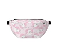 Marsupio grande per donne e uomini, borsa a tracolla da viaggio con scritta "Happy Cute Rabbit Love", borsa a tracolla da donna, alla moda, da donna, con tracolla regolabile