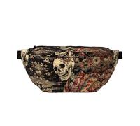 Marsupio grande per donne e uomini, borsa a tracolla da viaggio con teschio floreale gotico orientale da donna, alla moda, borsa a tracolla per donne e uomini, con tracolla regolabile