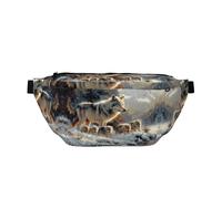 Marsupio grande per donne e uomini, borsa a tracolla da viaggio invernale con famiglia di lupi nel paese delle meraviglie per donne alla moda, marsupio per donne e uomini, borsa a tracolla con