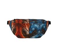 Marsupio grande per donne e uomini, borsa a tracolla da viaggio rosso e blu Fire Dragon F, borsa a tracolla da donna alla moda, borsa da cintura per donne uomini a tracolla con tracolla regolabile