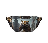 Marsupio grande per donne e uomini, borsa a tracolla da viaggio Ruins Tiger Warrior, borsa a tracolla da donna alla moda, borsa a tracolla per donne e uomini, con tracolla regolabile