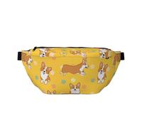 Marsupio grande per donne e uomini, con simpatico cane Corgi, con impronte colorate, borsa a tracolla da viaggio per donne alla moda, borsa a tracolla per donne e uomini, marsupio da donna con