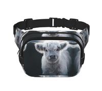 Marsupio grigio con stampa mucca Highland Fashion Pack Square Layer Marsupio nero con cinghia regolabile, nero, Taglia unica