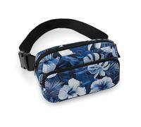 Marsupio hawaiano blu navy con stampa floreale borsa a tracolla da donna, marsupio alla moda