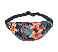 Marsupio hawaiano con fiori tropicali per uomo e donna, alla moda, borsa a tracolla con tracolla regolabile, impermeabile, per viaggi, escursionismo, sport, nero, uno, Nero , Taglia unica