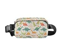 Marsupio impermeabile a stelle e strisce, con cinghia regolabile, per shopping, sport, lavoro, Set Dinosauri Acquerello Cartoon, 1 Size