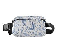 Marsupio impermeabile blu con fiori da giardino per le donne, marsupio da viaggio alla moda, fiori da giardino blu, 20,3 x 13,5 x 5,8 cm, divertente carino, fiori da giardino blu, 20,3 x 13,5 x 5,8 cm