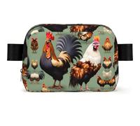Marsupio impermeabile con gallo e gallina, per uomo e donna, regolabile, per viaggi, leggero, per corsa e palestra