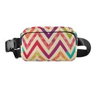 Marsupio impermeabile con motivo a zigzag colorato e luminoso, da donna, marsupio da viaggio personalizzato per uomo, motivo a zigzag colorato, 20,3 x 13,5 x 5,8 cm, divertente, carino, motivo a