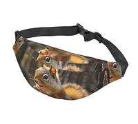 Marsupio impermeabile con motivo ad anguria ad acquerello, per donne e uomini, con cintura regolabile, casual, borsa a tracolla da viaggio, per sport, corsa, ciclismo, Carino Scoiattolo Mangiare Noci,
