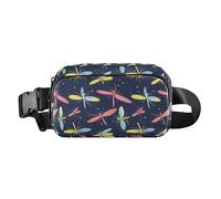 Marsupio impermeabile con motivo floreale con rose rosse, con tracolla regolabile, per ciclismo, escursionismo, palestra, Illustrazione del modello di libellula, 1 Size