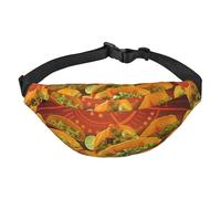 Marsupio impermeabile con stampa con motivo alimentare, unisex, con tasche a 3 cerniere, per corsa e viaggi, nero, taglia unica, alla moda, nero, taglia unica, alla moda, Nero , Taglia unica, alla