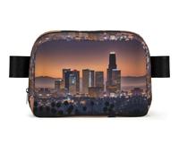 Marsupio impermeabile con stampa dello skyline di Los Angeles con grande apertura laterale, resistente marsupio per corsa, ciclismo, viaggi