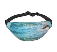 Marsupio impermeabile con stampa di acqua di mare, da donna, con 3 tasche con cerniera, per corsa e viaggi, nero, taglia unica, alla moda, nero, taglia unica, alla moda, Nero , Taglia unica, alla moda