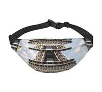 Marsupio impermeabile con stampa di monumento di Parigi Torre Eiffel francese con 3 tasche con cerniera per corsa e viaggi, nero, taglia unica, alla moda, nero, taglia unica, alla moda, Nero , Taglia
