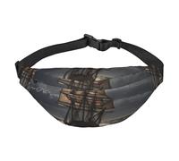 Marsupio impermeabile con stampa di nave a vela in tempesta, marsupio da donna e uomo, con tasche a 3 cerniere, per corsa e viaggi, nero, taglia unica, alla moda, Nero , Taglia unica, alla moda