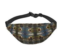 Marsupio impermeabile con stampa di orso marrone, da donna, con 3 tasche con cerniera, per corsa e viaggi, nero, taglia unica, alla moda, nero, taglia unica, alla moda, Nero , Taglia unica, alla moda