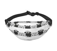 Marsupio impermeabile con stampa di pecore nere e bianche, con 3 tasche con cerniera, per corsa e viaggi, nero, taglia unica, alla moda, nero, taglia unica, alla moda, Nero , Taglia unica, alla moda