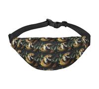 Marsupio impermeabile con stampa di serpente Cobra, unisex, con tasche a 3 cerniere, per corsa e viaggi, nero, taglia unica, alla moda, nero, taglia unica, alla moda, Nero , Taglia unica, alla moda