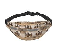 Marsupio impermeabile con stampa di tre cavalli che corrono, da donna, con tasche a 3 cerniere, per corsa e viaggi, nero, taglia unica, alla moda, nero, taglia unica, alla moda, Nero , Taglia unica,