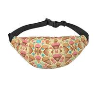 Marsupio impermeabile con stampa gelato e motivo a nido d'ape, da donna e da uomo, con tasche a 3 cerniere, per corsa e viaggi, nero, taglia unica, alla moda, nero, taglia unica, alla moda, Nero ,