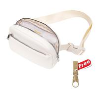 Marsupio impermeabile da 1,5 l, unisex, con tracolla regolabile, in nylon leggero, per escursionismo, corsa e viaggi, include portabottiglie gratuito, Bianco panna, taglia unica, sport per il tempo